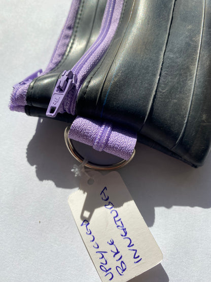 Small purple zipper pouch recycled bicycle inner tube by Re-Inflatables