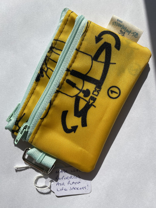 Zipper Pouch Yellow recycled Life Jacket by Re-Inflatables