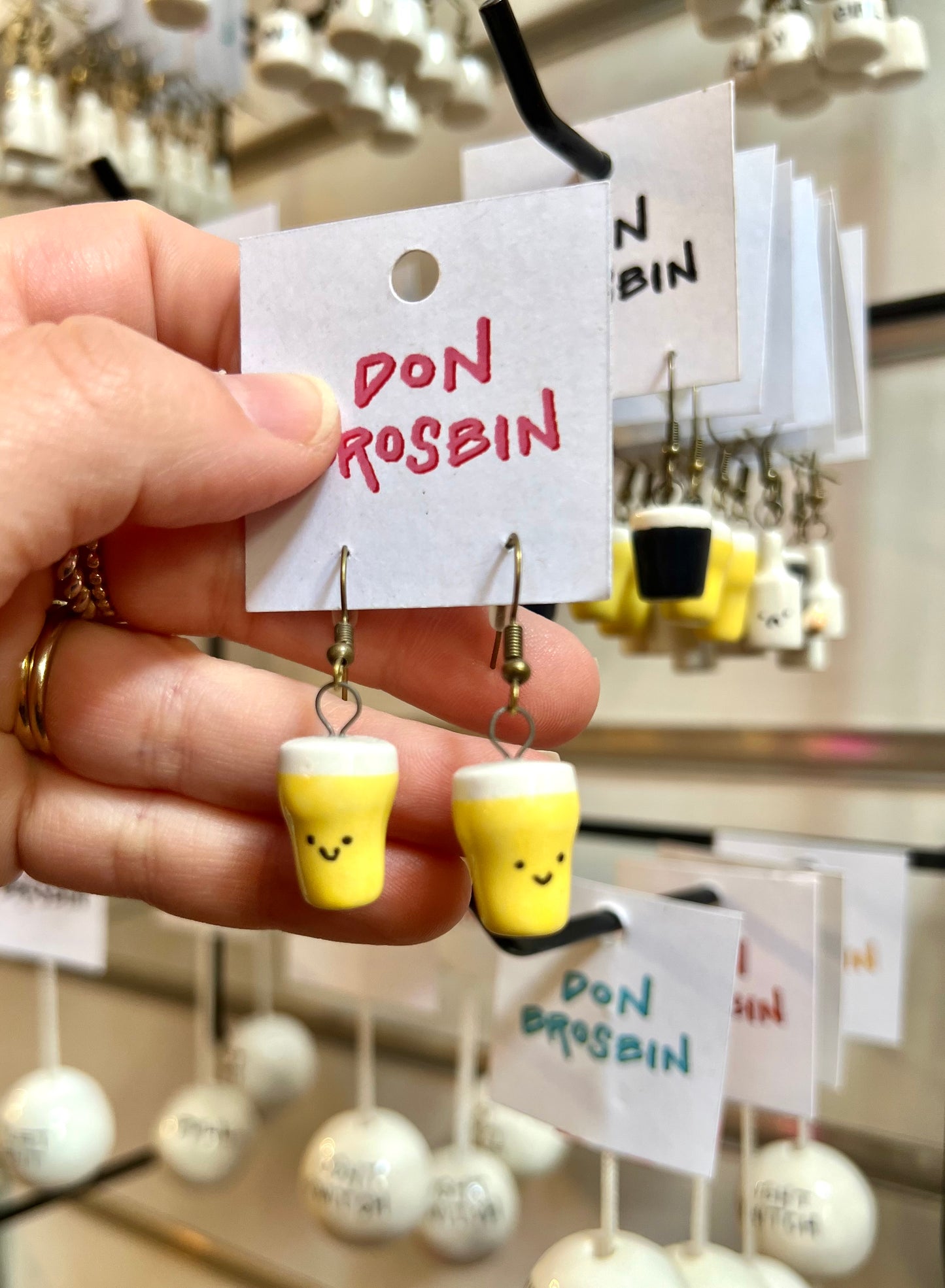 Beer Handmade Ceramic Earrings By Don Brosbin