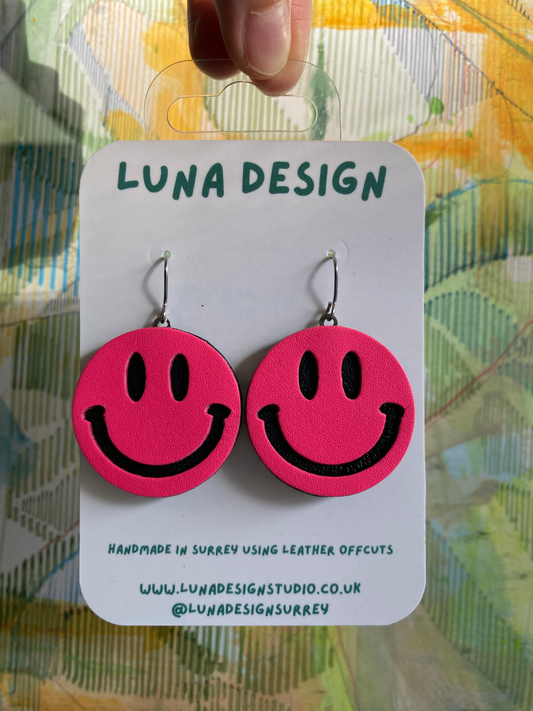 Smiley Earrings Pink by Luna Design