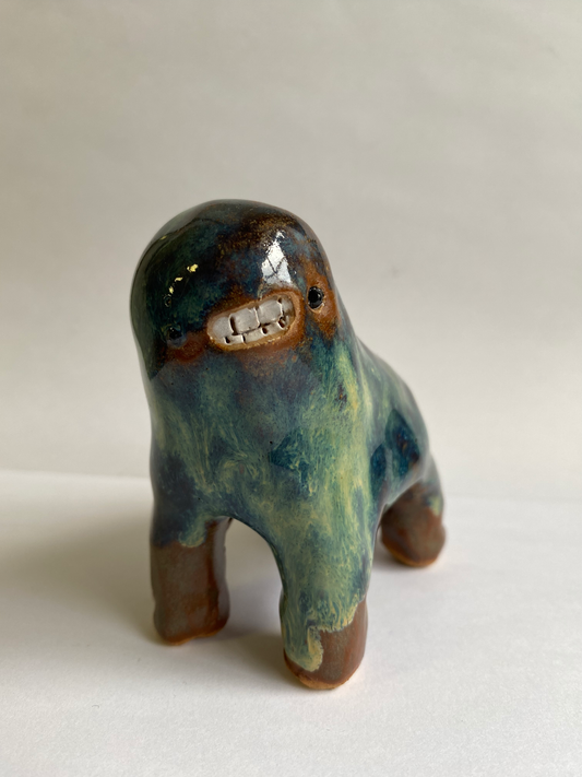 Ceramic Blue Metallic Teethie by Rebecca Edelmann ceramics