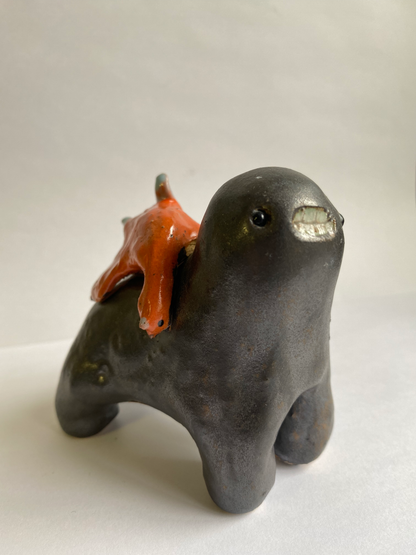 Black Metallic Ceramic Teethie by Rebecca Edelmann ceramics