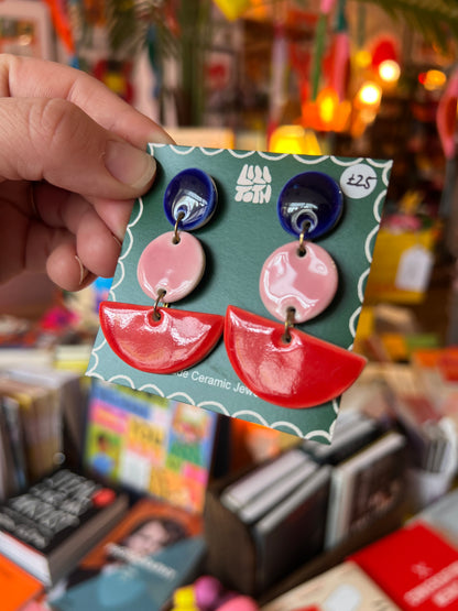 Retro Shape Handmade Ceramic Multicolour Earrings by Lili Toth