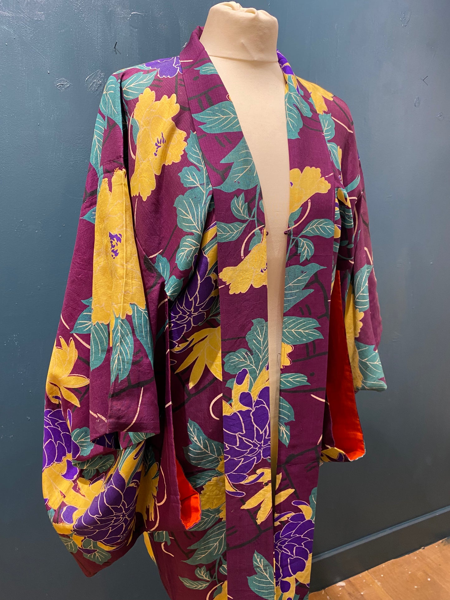 Japanese Vintage Floral Kimono Haori 100% Silk by Kimono Lab