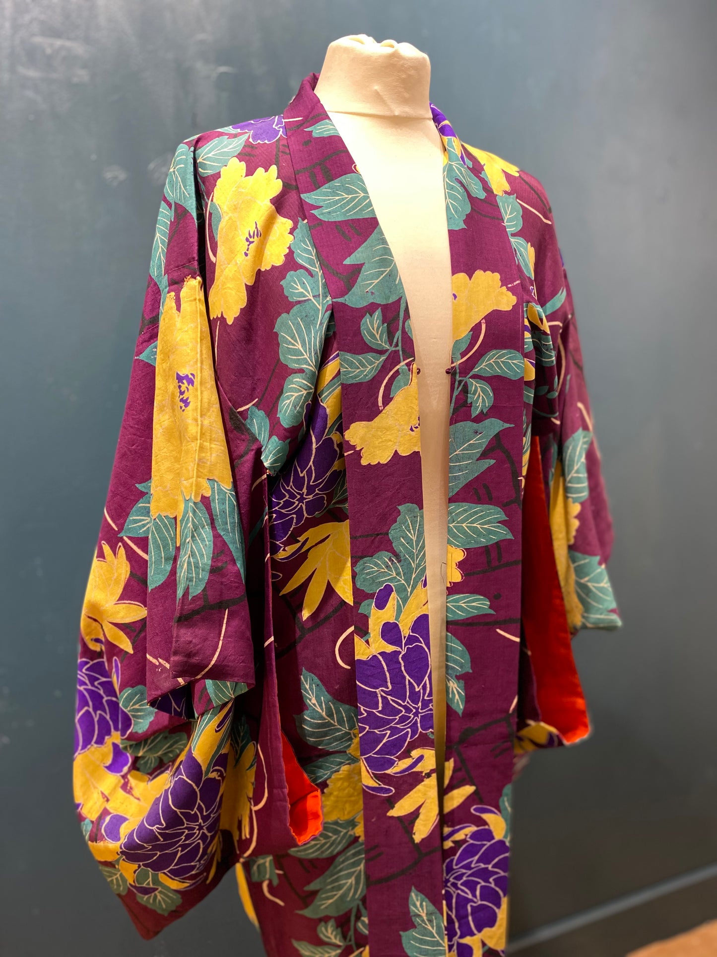 Japanese Vintage Floral Kimono Haori 100% Silk by Kimono Lab