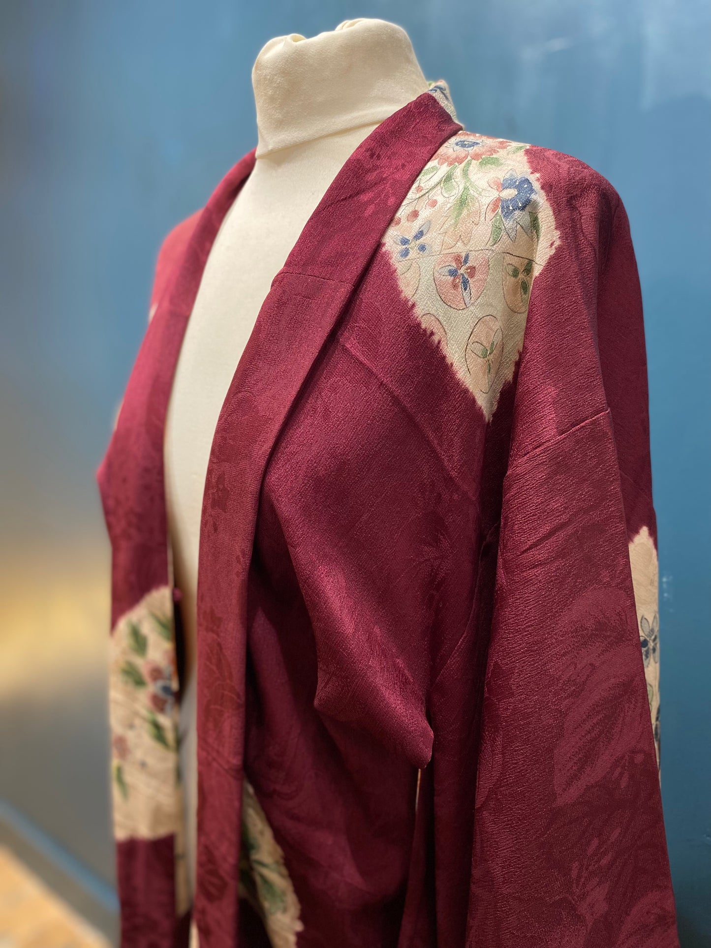 Vintage Japanese Kimono Burgundy Haori 100% Silk by Kimono Lab