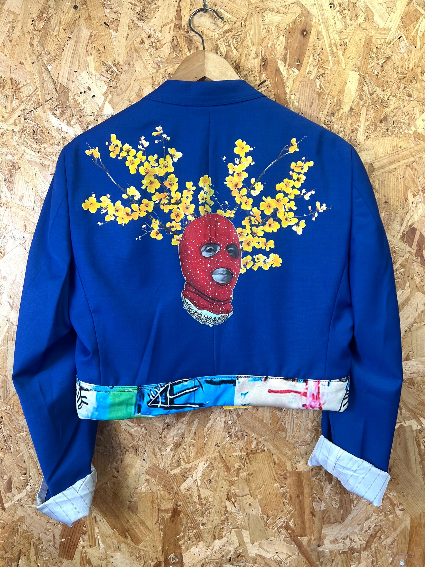 Upcycled  Blue Blazer With Pins And Patches by Snacks