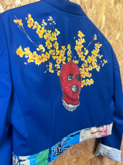 Upcycled  Blue Blazer With Pins And Patches by Snacks