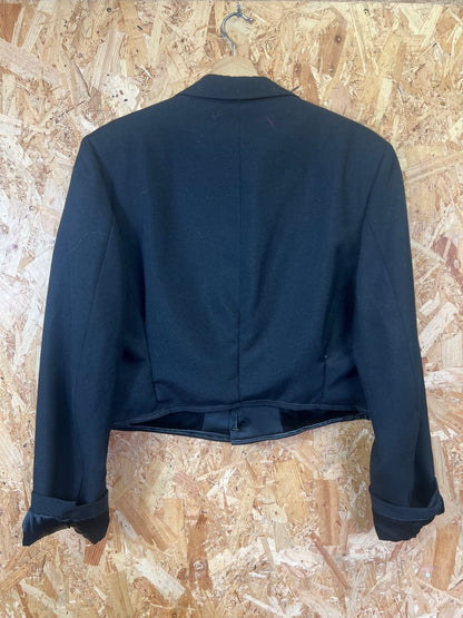 Upcycled Black Blazer With Heart Patchesby Snacks