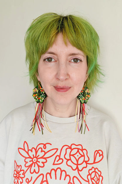 Floral Green Man Earrings by Misfit Makes
