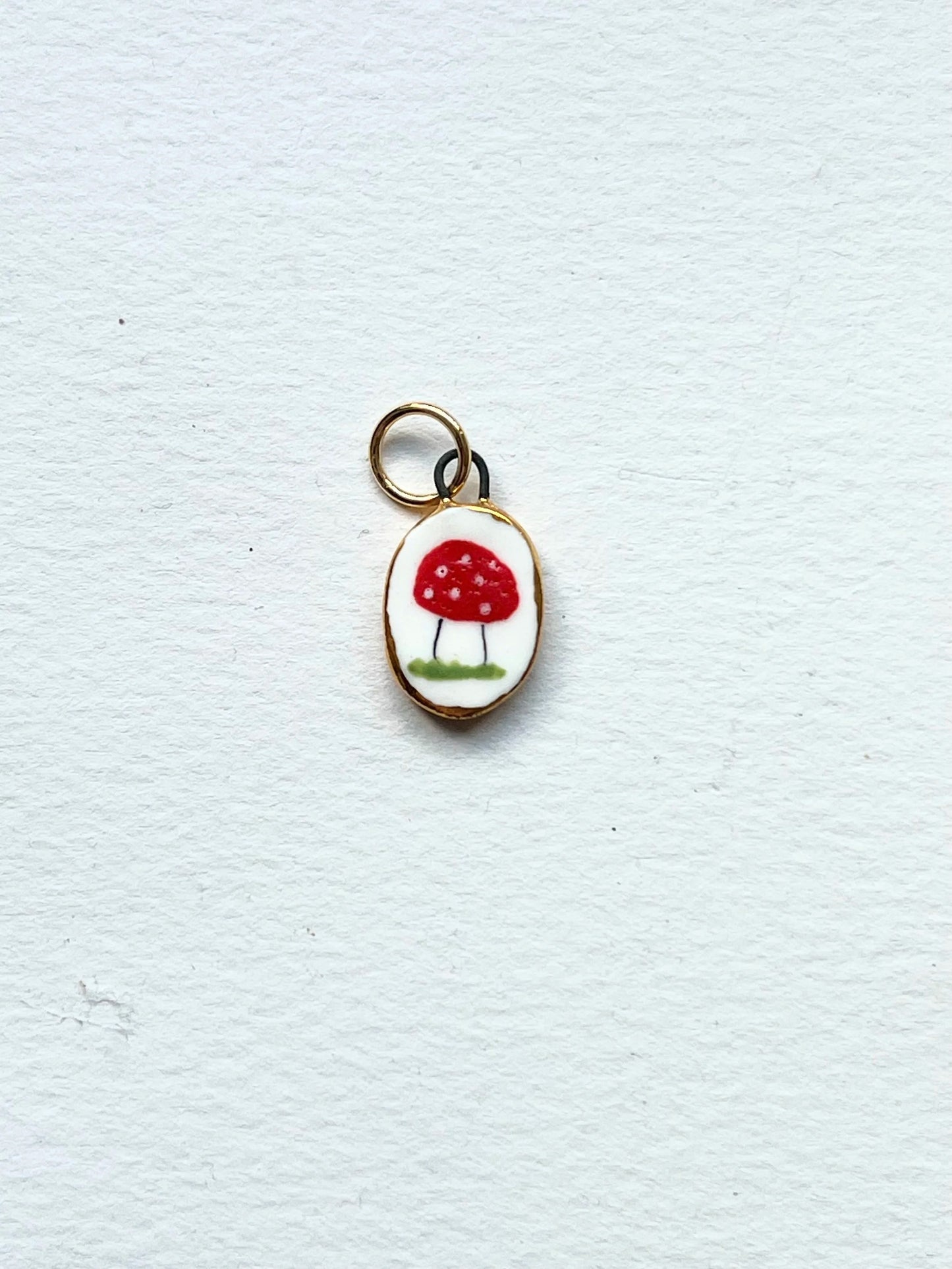 Little Hand-painted Porcelain Mushroom Pendant By REBECCA EDELMANN