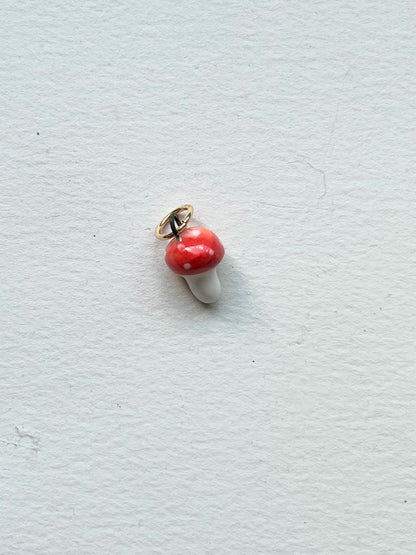 Little Hand-painted Porcelain Mushroom Pendant By REBECCA EDELMANN