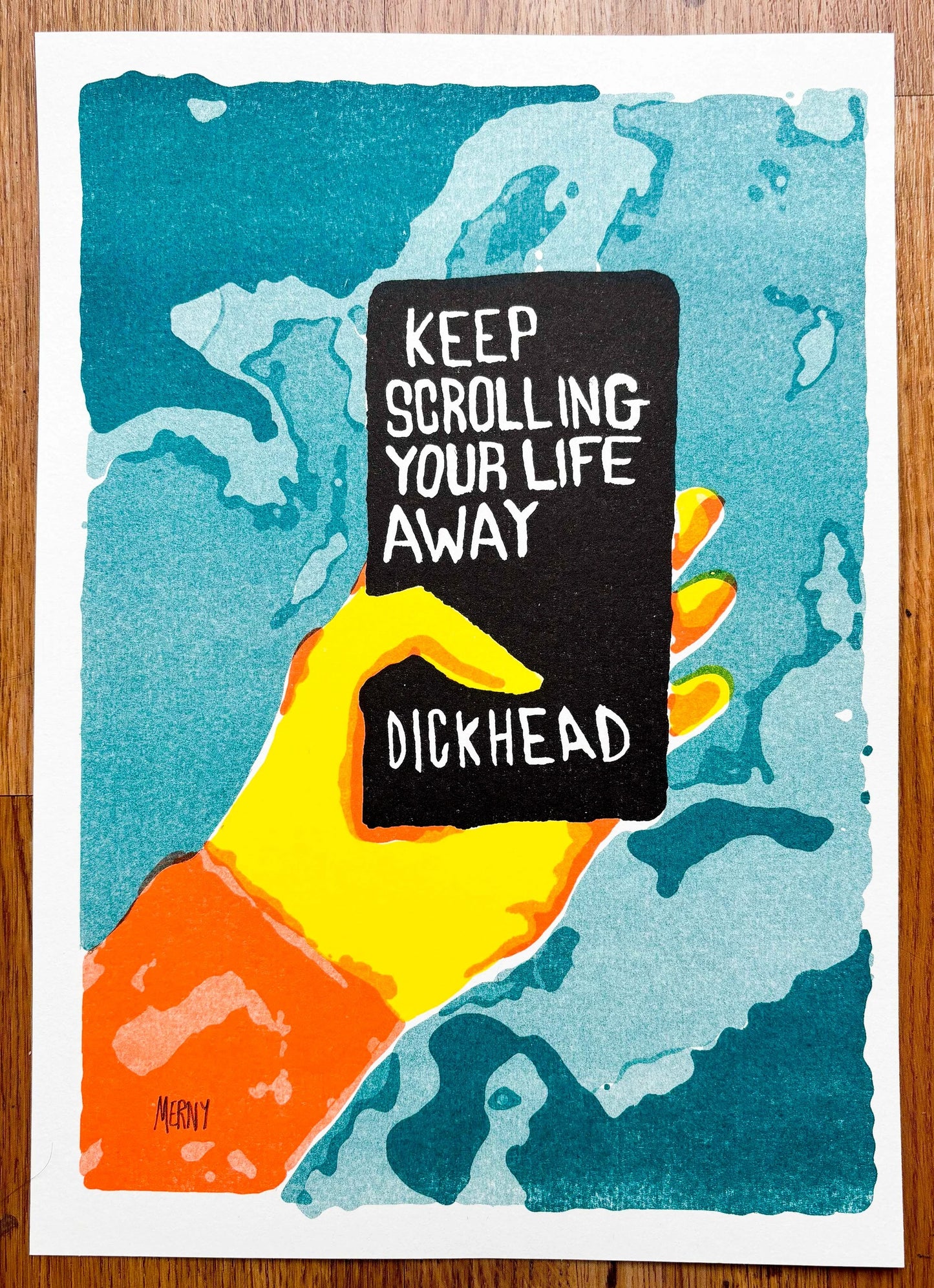 KEEP SCROLLING Riso Print By Merny Wernz