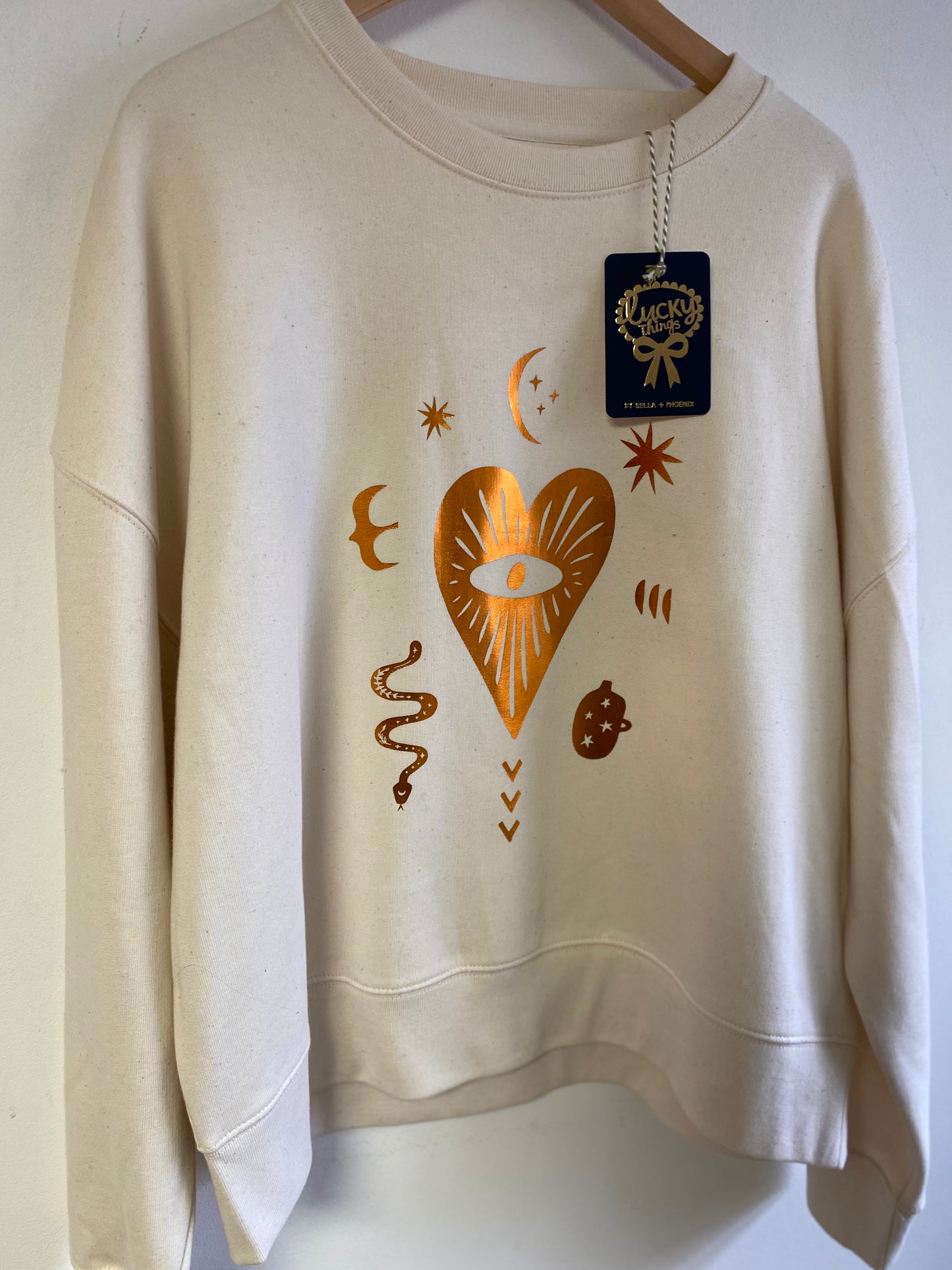 Heart Print beige sweater by Bella&Phoenix