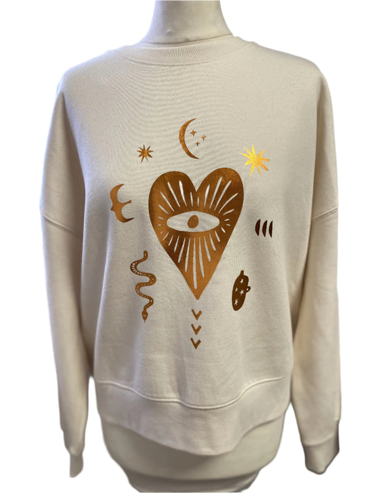 Heart Print beige sweater by Bella&Phoenix