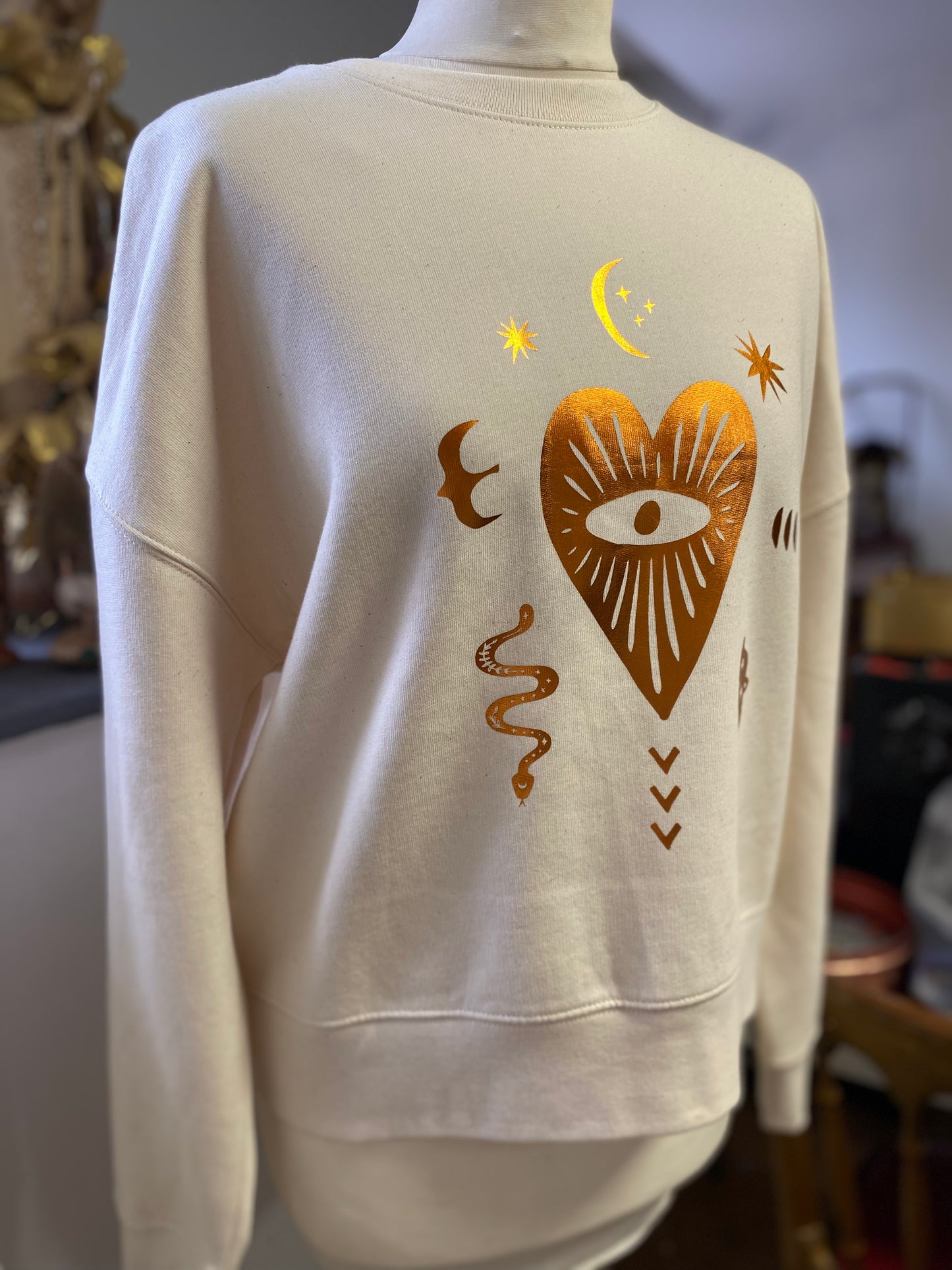 Heart Print beige sweater by Bella&Phoenix