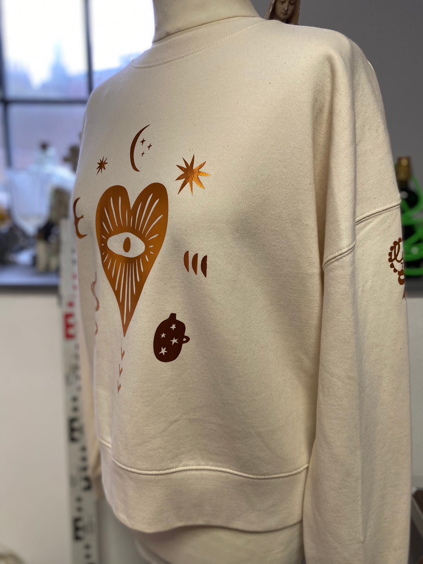 Heart Print beige sweater by Bella&Phoenix