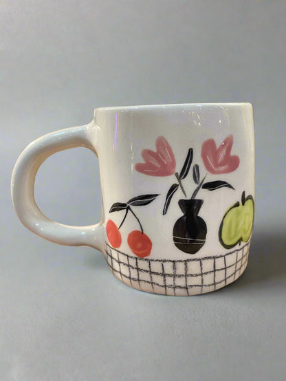 Ceramic Mug fruits and Cat by Anna Soba
