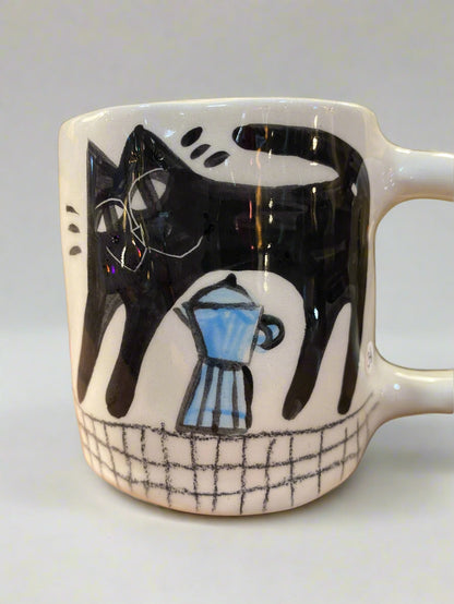 Ceramic Mug fruits and Cat by Anna Soba
