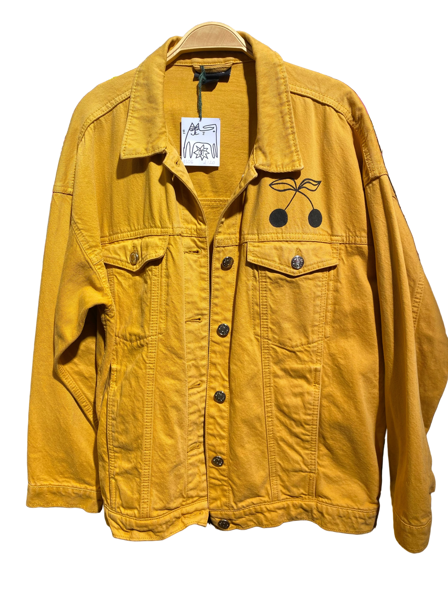 Illustration Reclaimed Mustard Yellow Denim Jacket Hand Painted by Anna Soba