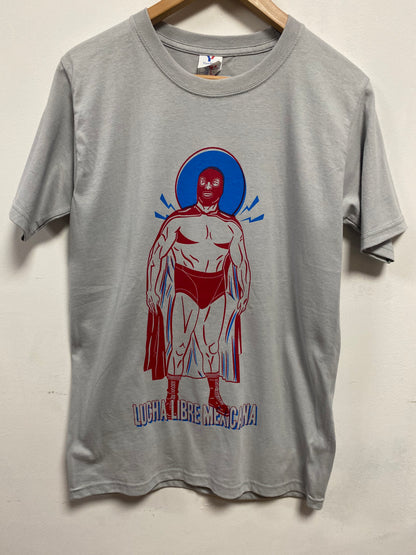 Mexican Wrestler Light Blue Tshirt by Stanley Road