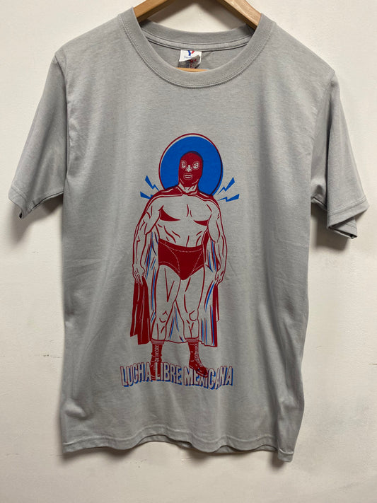 Mexican Wrestler Light Blue Tshirt by Stanley Road