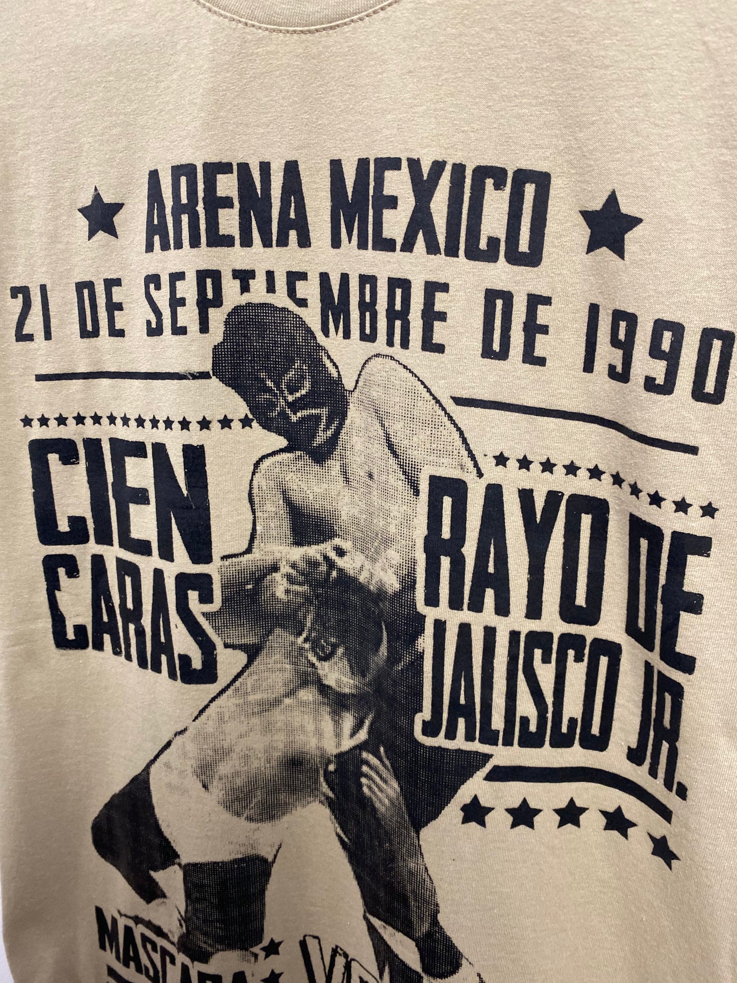Arena Mexico Mascara Graphic beige Tshirt by Stanley Road