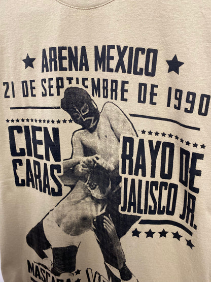 Arena Mexico Mascara Graphic beige Tshirt by Stanley Road