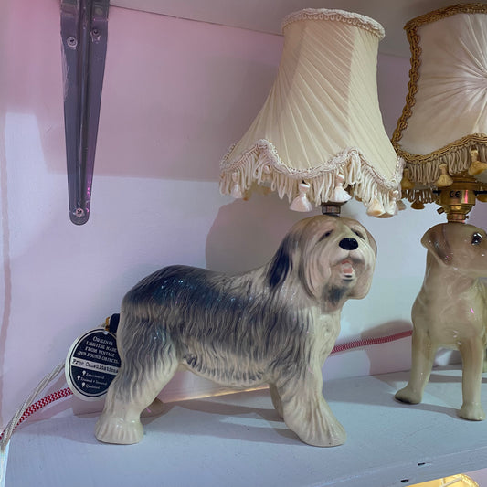 Vintage Long-Haired Dog Handmade Lamp by Lost and Foundry
