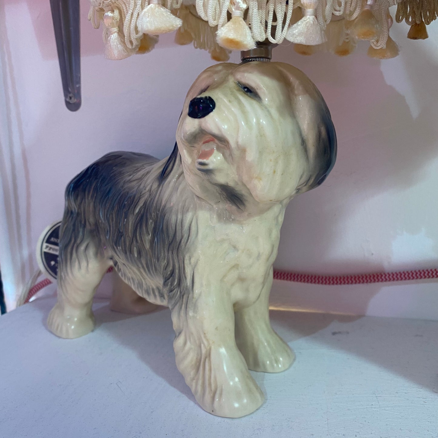 Vintage Long-Haired Dog Handmade Lamp by Lost and Foundry