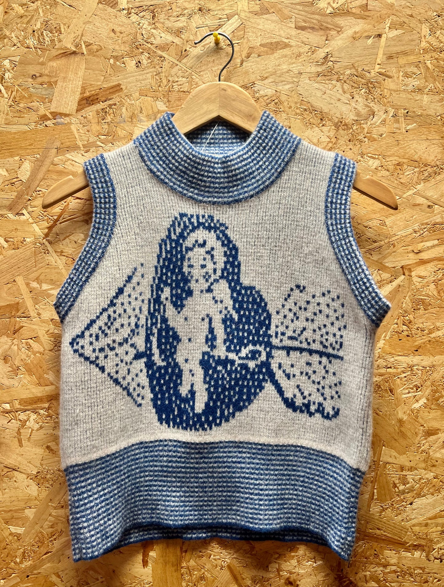 GREY/blue Cherub Love knitted Sweater by WhatMegKnits