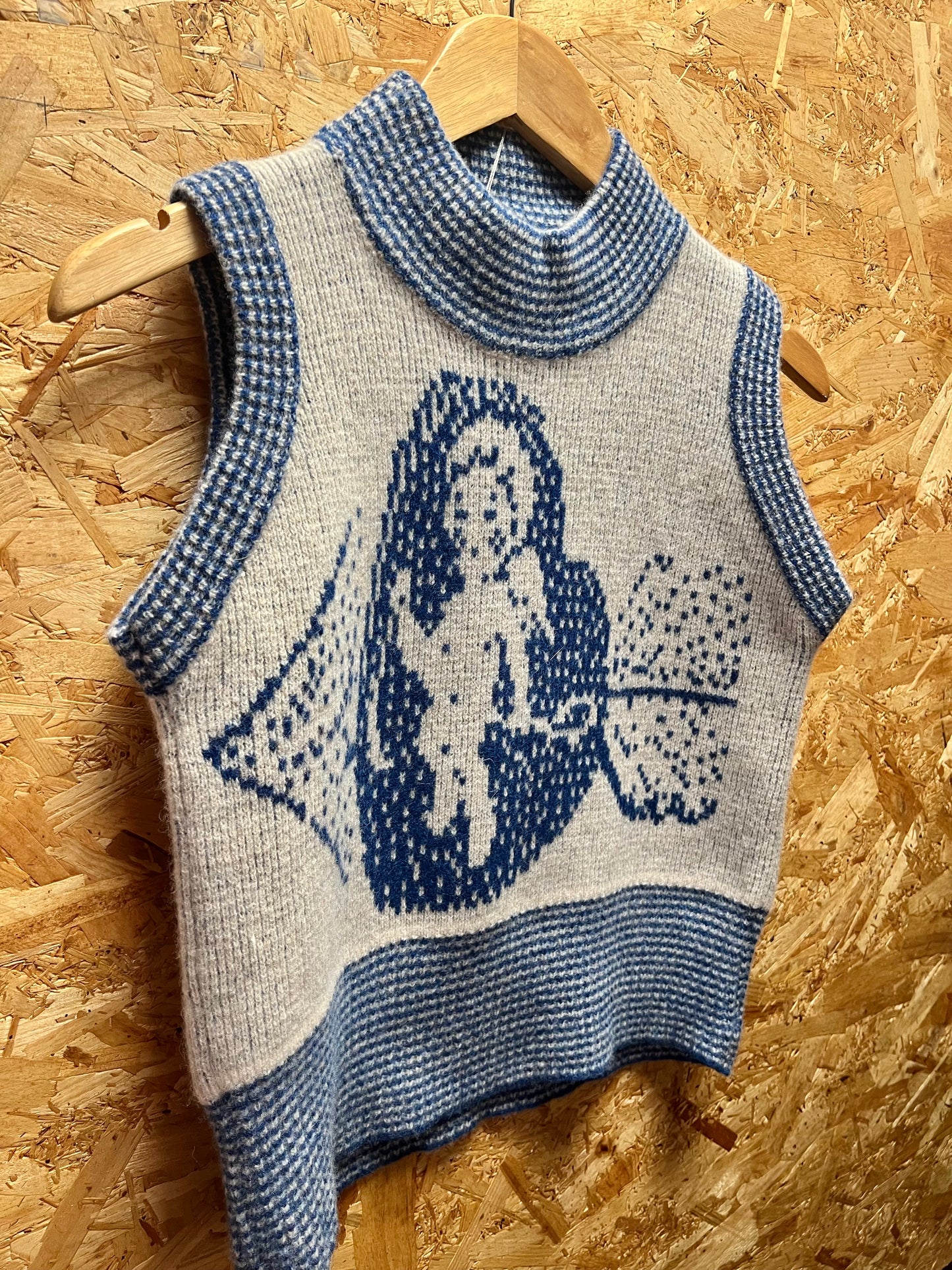 GREY/blue Cherub Love knitted Sweater by WhatMegKnits