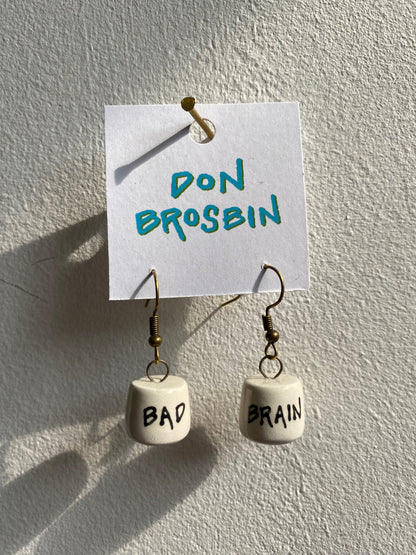 Bad Brain handmade ceramic earrings by Don Brosbin