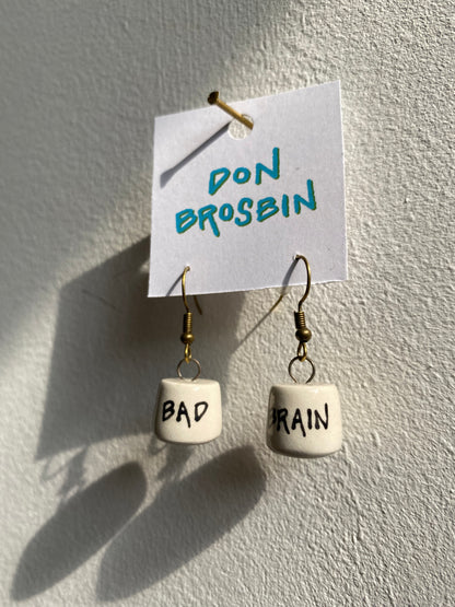 Bad Brain handmade ceramic earrings by Don Brosbin