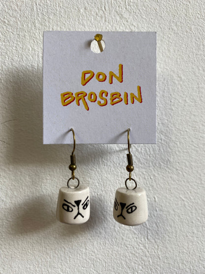 Bear Faces handmade ceramic earrings by Don Brosbin