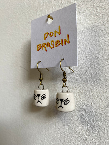 Bear Faces handmade ceramic earrings by Don Brosbin