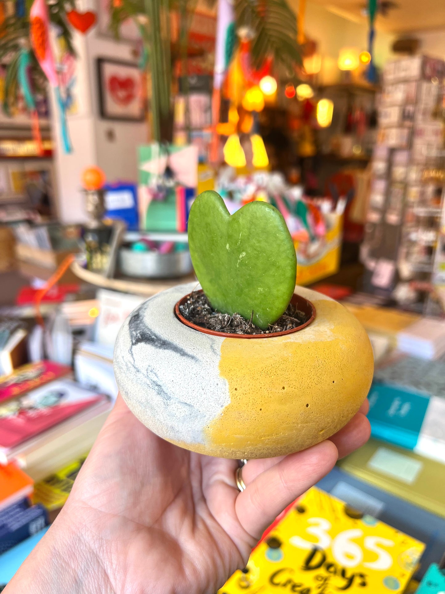 Handmade Yellow Marble Concrete Plant Pot / Candle Holder by ONYX Studio