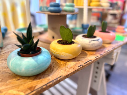 Handmade Turquoise Concrete Plant Pot / Candle Holder by ONYX Studio