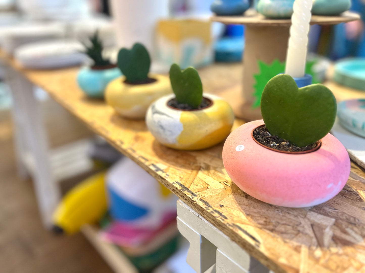 Handmade Turquoise Concrete Plant Pot / Candle Holder by ONYX Studio