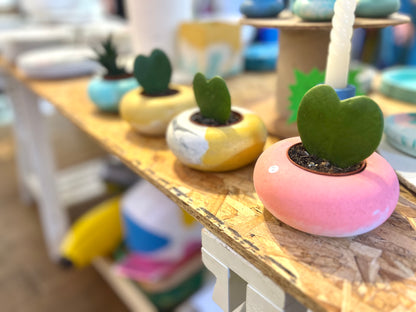 Handmade Turquoise Concrete Plant Pot / Candle Holder by ONYX Studio