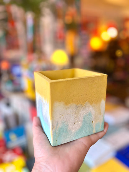 Concrete Mustard Marble Small Plant Pot by Onyx Studio