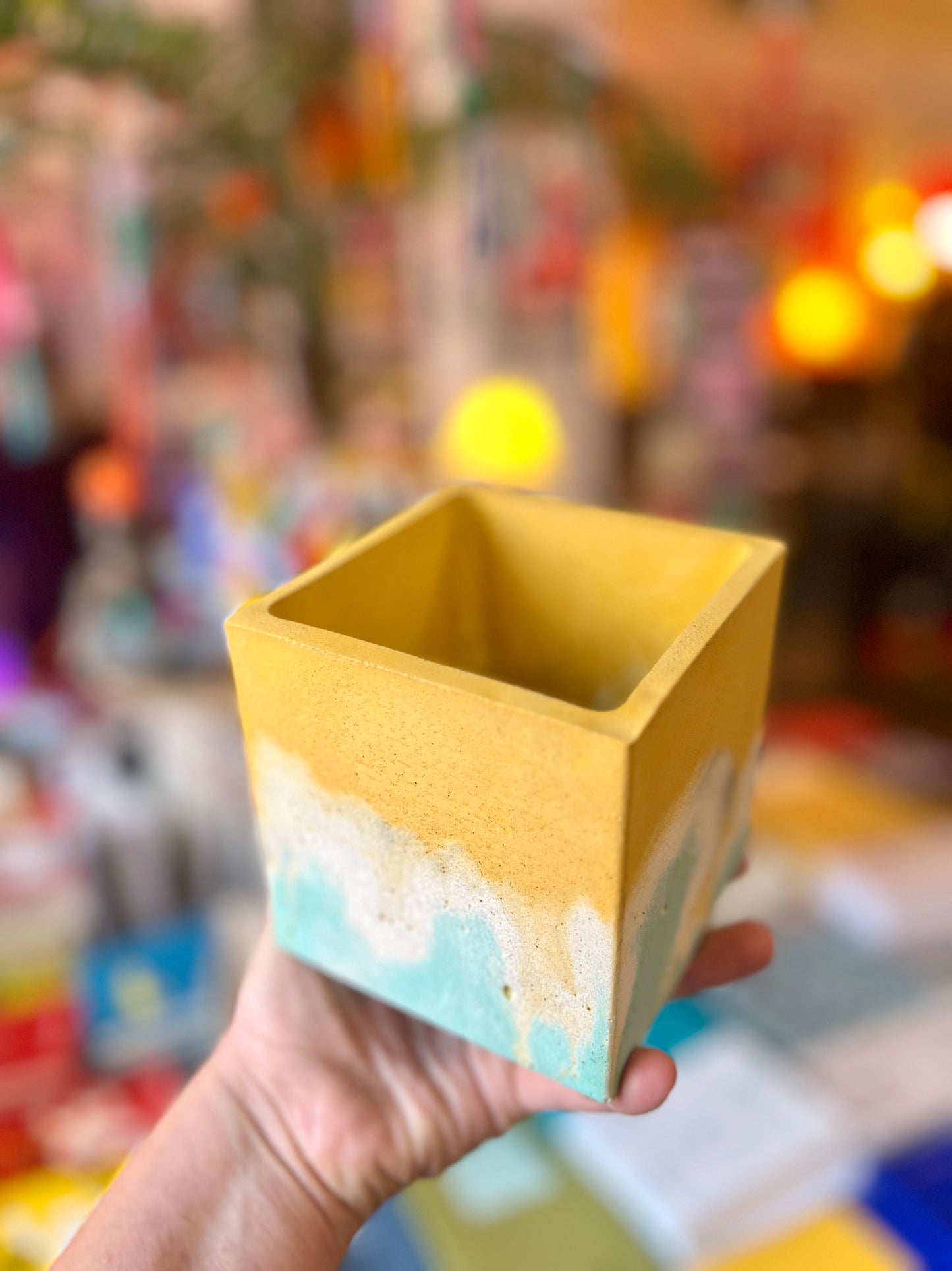 Concrete Mustard Marble Small Plant Pot by Onyx Studio