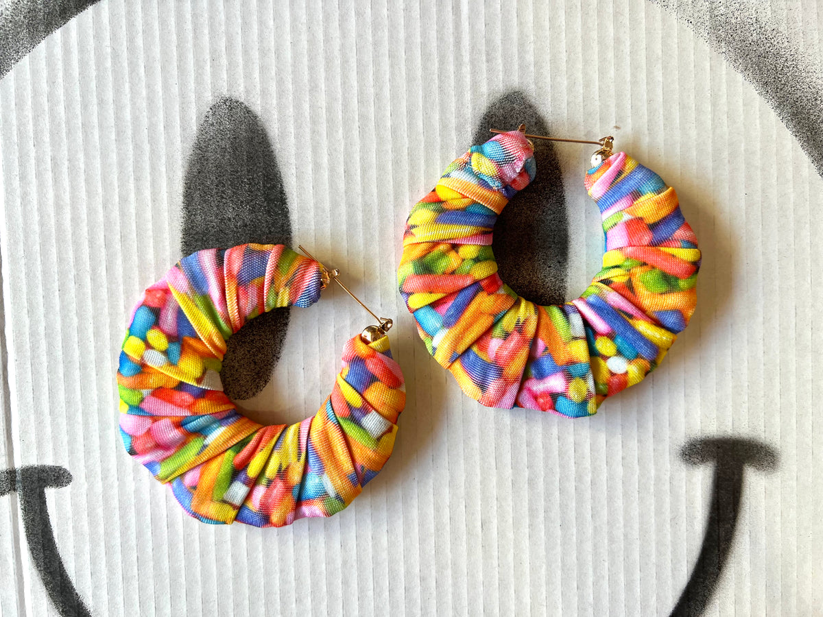Big Handmade Wrapped Colourful Earrings by Gangster Wraps