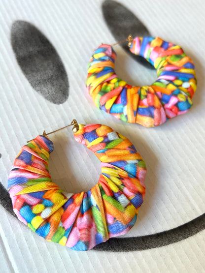 Big Handmade Wrapped Colourful Earrings by Gangster Wraps