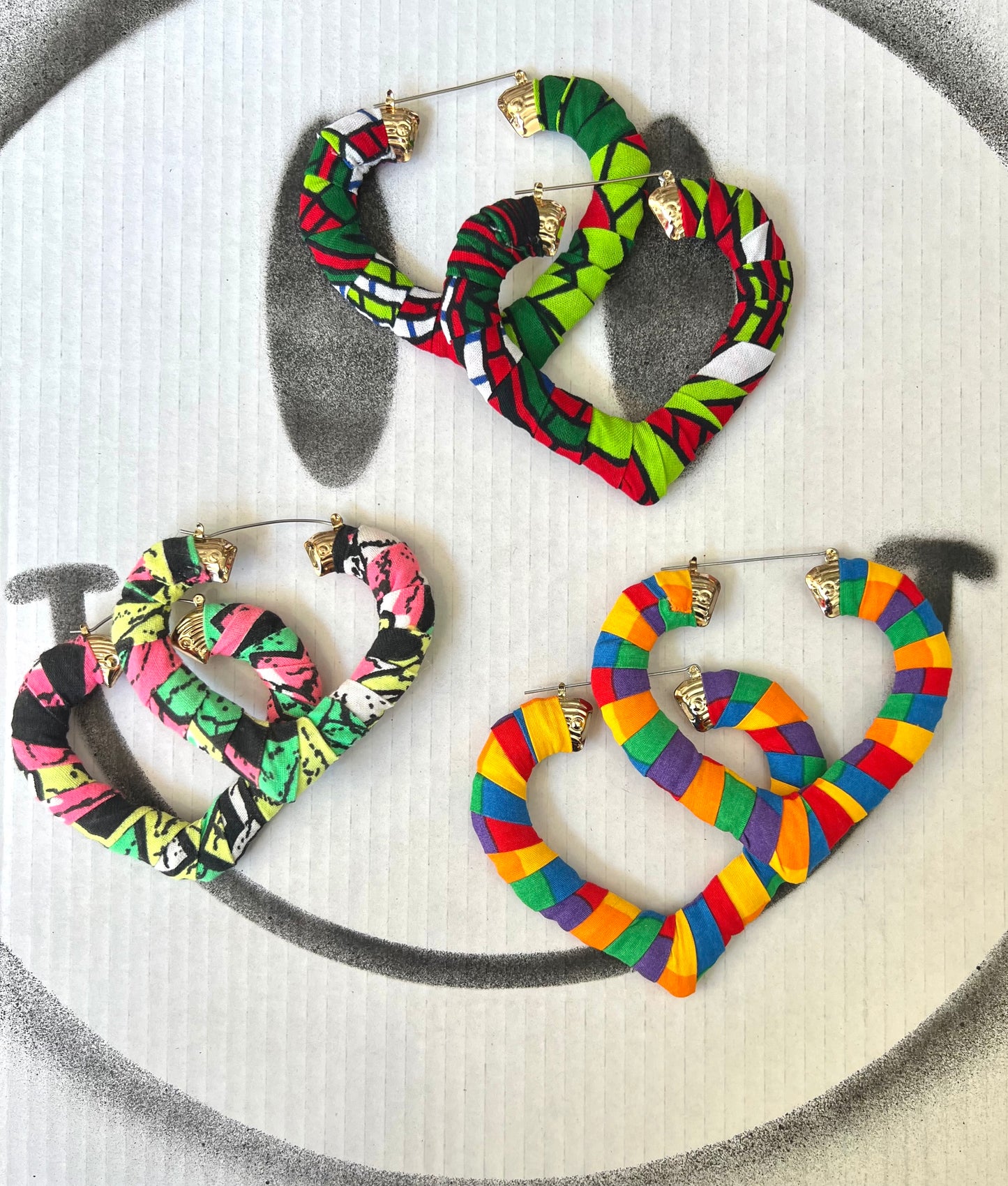 Big Handmade Colourful Wrapped Earrings by Gangster Wraps