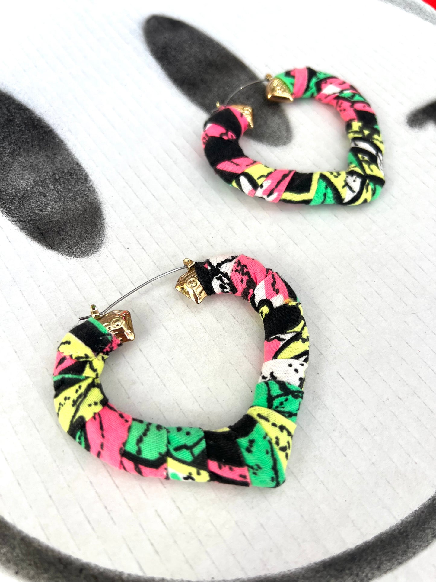 Big Handmade Colourful Wrapped Earrings by Gangster Wraps