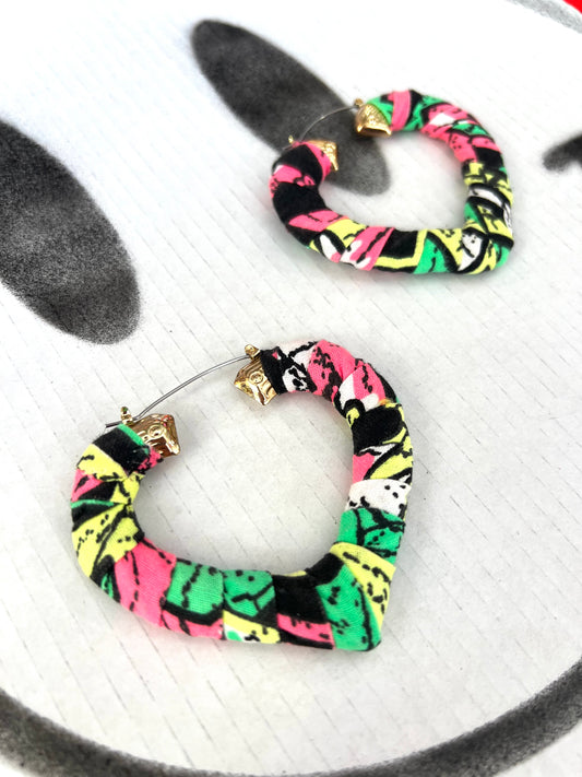 Big Handmade Colourful Wrapped Earrings by Gangster Wraps