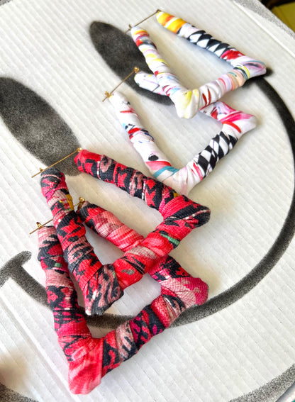 Big Handmade Colourful Red Wrapped Earrings by Gangster Wraps