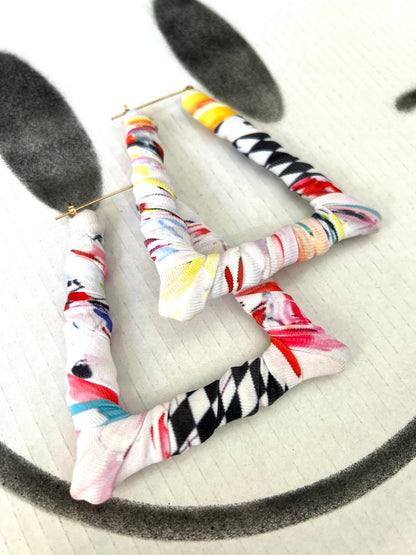 Big Handmade Colourful White Wrapped Earrings by Gangster Wraps