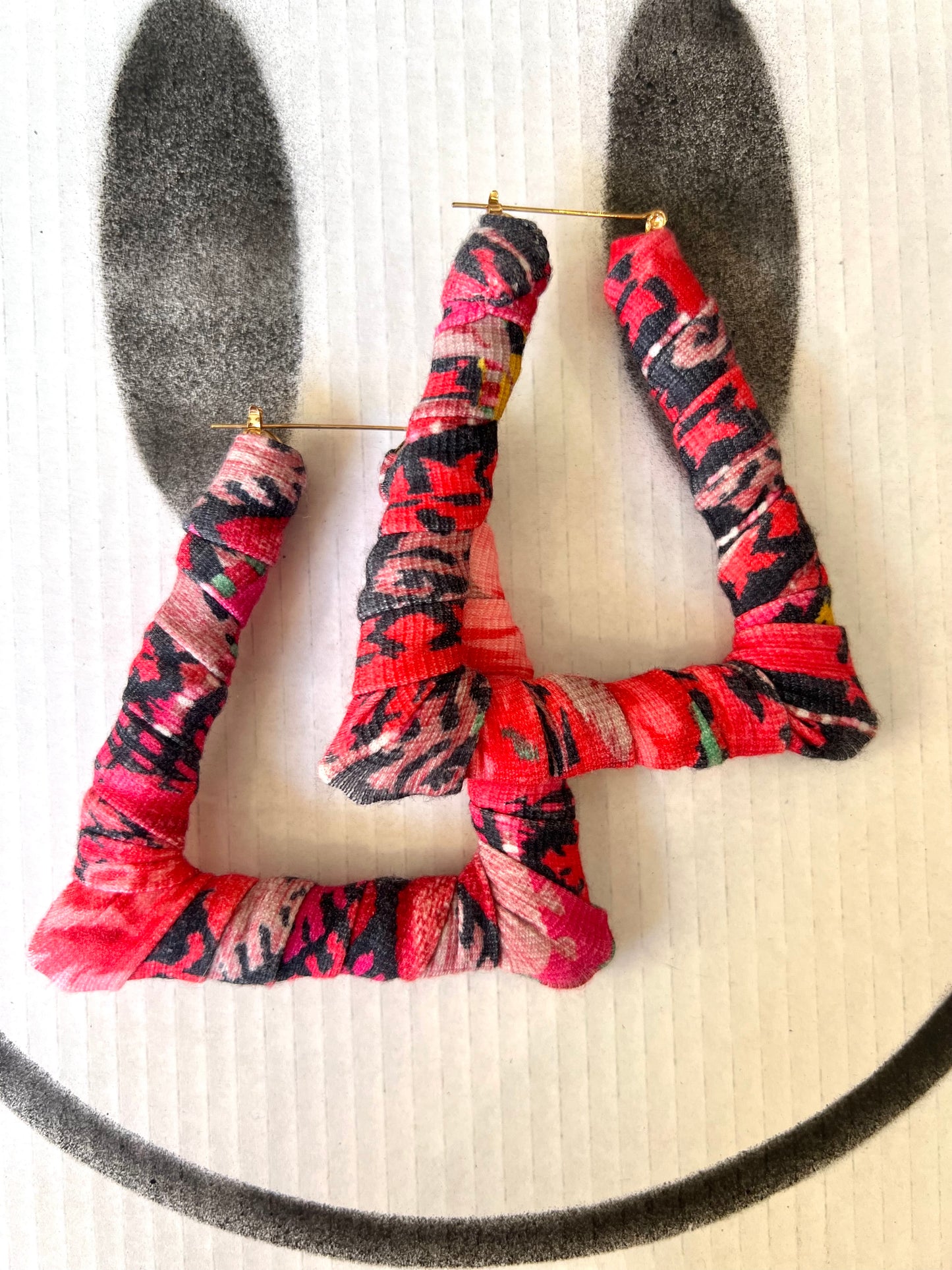 Big Handmade Colourful Red Wrapped Earrings by Gangster Wraps